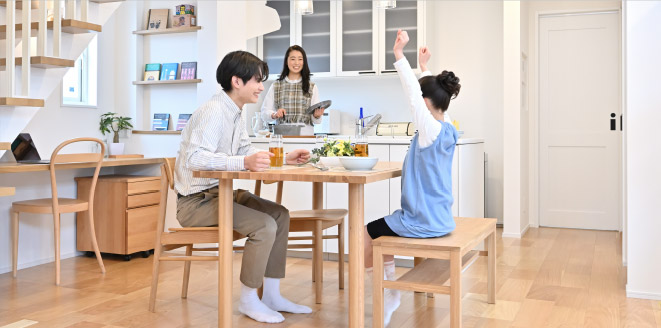 働くお母さんを応援する家事1/2設計の間取り