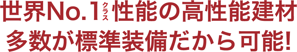 世界No.1 クラス性能の高性能建材 多数が標準装備だから可能!